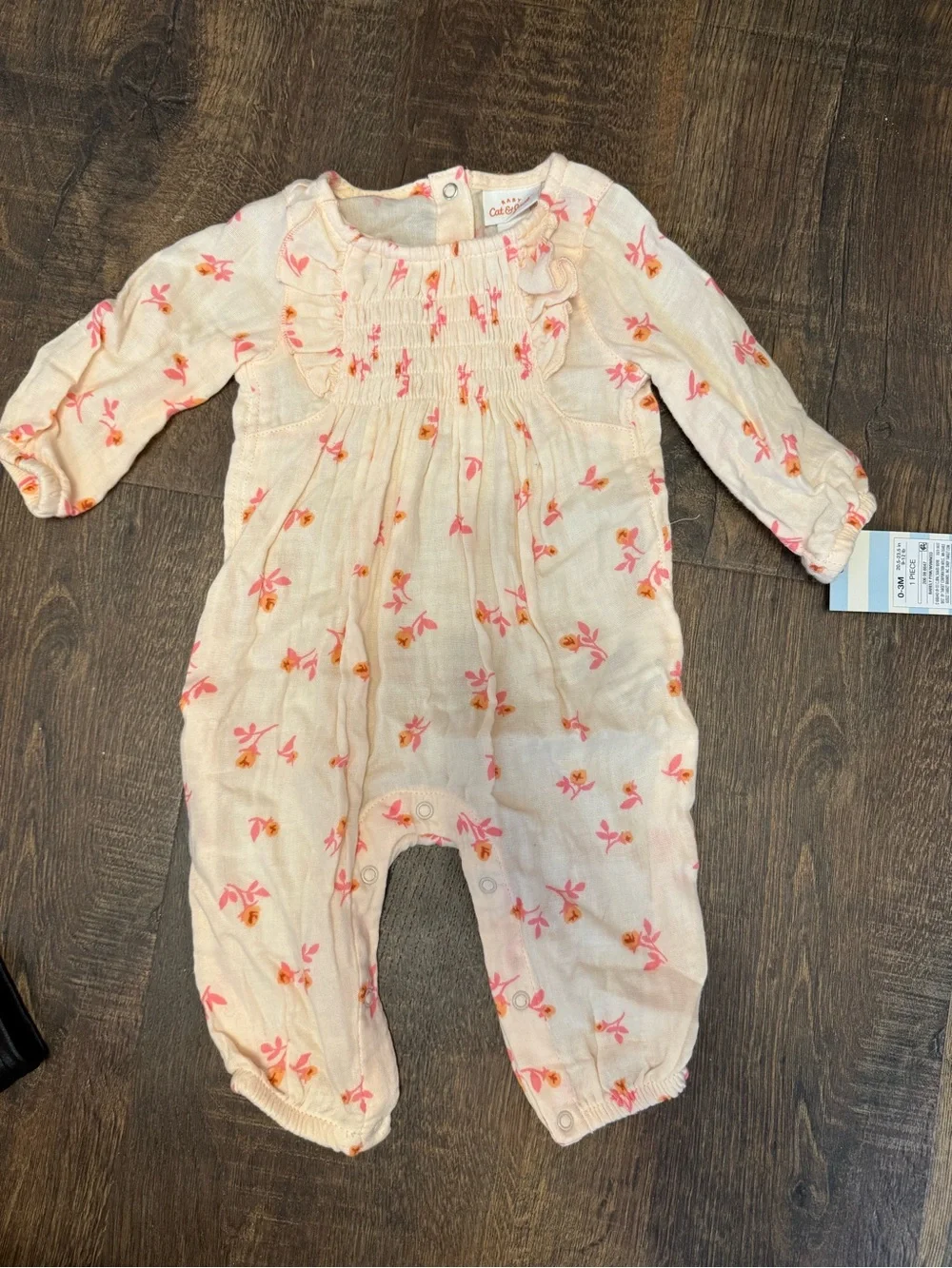 Cat & Jack Light Pink One-Piece Romper with Pink Floral Print